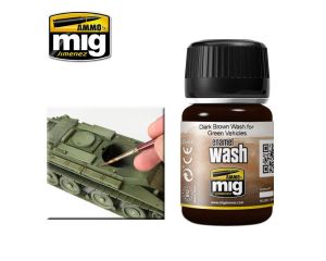 WASH DARK BROWN FOR GREEN VEHICLES JAR 35 ML A.MIG-1005