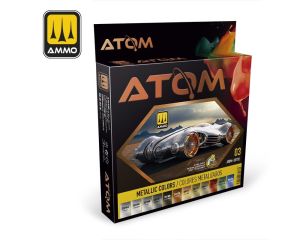 ATOM ACR. PAINT SET 3 METALLIC COLORS 12 JARS ATOM-20702