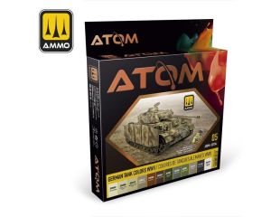 ATOM ACR. PAINT SET 5 GERMAN TANKS WWII COLORS 12 JARS ATOM-20704