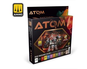 ATOM ACR. PAINT SET 7 BASIC WARGAMES I COLORS 12 JARS ATOM-20706