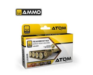 ATOM ACR. PAINT SET TYRES en RUBBER RUSTY 6 JARS ATOM-20721