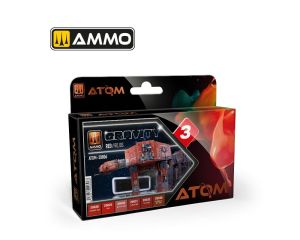 ATOM ACR. PAINT GRAVITY SET 03 RED 6 JARS ATOM-20806