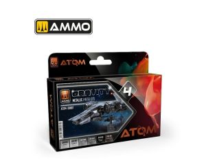 ATOM ACR. PAINT GRAVITY SET 4 METALLIC 6 JARS ATOM-20807