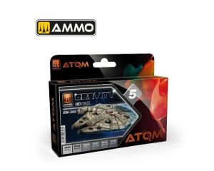 ATOM ACR. PAINT GRAVITY SET 05 GREY 6 JARS ATOM-20808