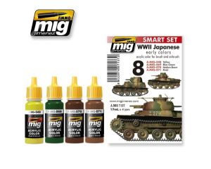 WW II JAPANESE AFV EARLY COLORS 4 JARS 17 ML ** A.MIG-7137