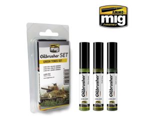 OILBRUSHER SET GREEN TONES 3 JARS 35 ML A.MIG-7502