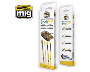 AMMO BRUSH SET STREAKING AND VERTICAL SURFACES 4 PCS. A.MIG-7604