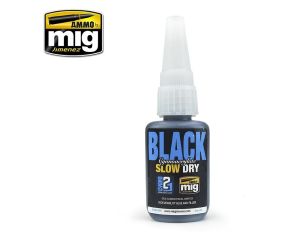 BLACK SLOW DRY CYANOCRYLATE JAR 21 GRAM A.MIG-8034