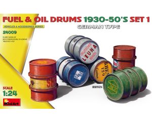 1/24 FUEL en OIL DRUMS 1930-50'S SET 1 GERMAN 6 PCS. 24009