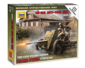 1/72 SOVIET 45-MM ANTI-TANK GUN WITH CREW WWII 6112