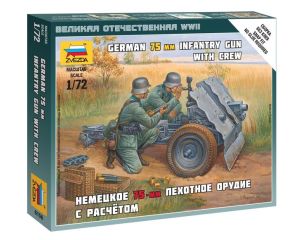 1/72 GERMAN 75 MM INFANTRY GUN WITH CREW WWII 6156