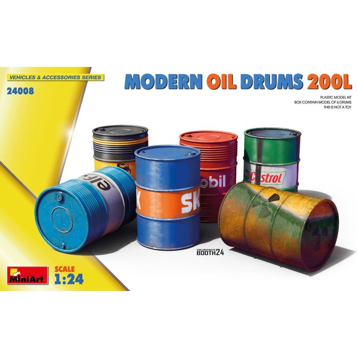 1/24 MODERN FUEL en OIL DRUMS 200L 6 PCS. 24008