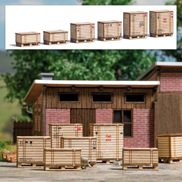 PALETTEN MIT HOLZKISTEN H0 1811