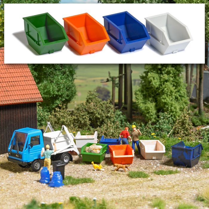 M-SET: 4 ABSETZCONTAINER 2,5M³ 4 FARBEN H0 7753