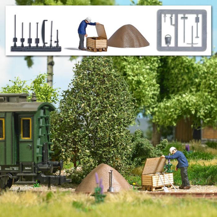 A-SET: GLEISBAUARBEITER EP.3/4 HOLZKISTE/PALETTE H0 7965
