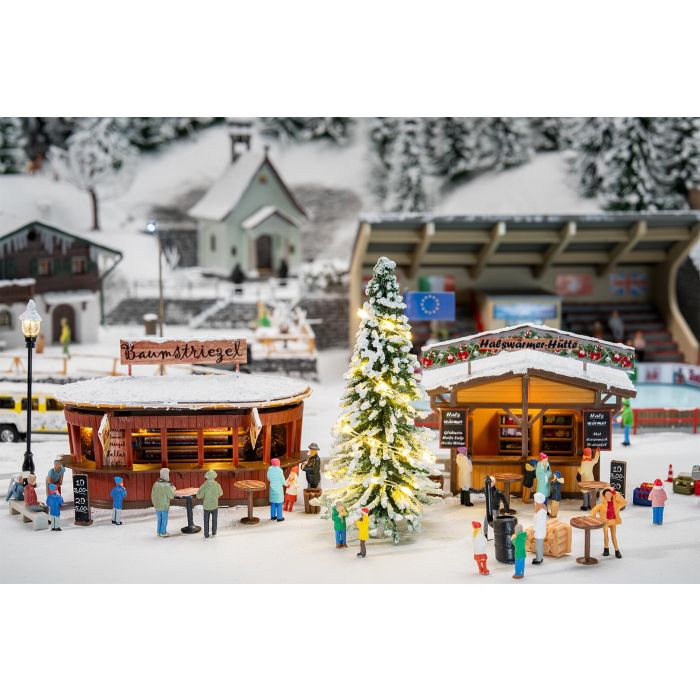 1/87 2 MARKTKRAMEN MET VERLICHTE KERSTBOOM 134006