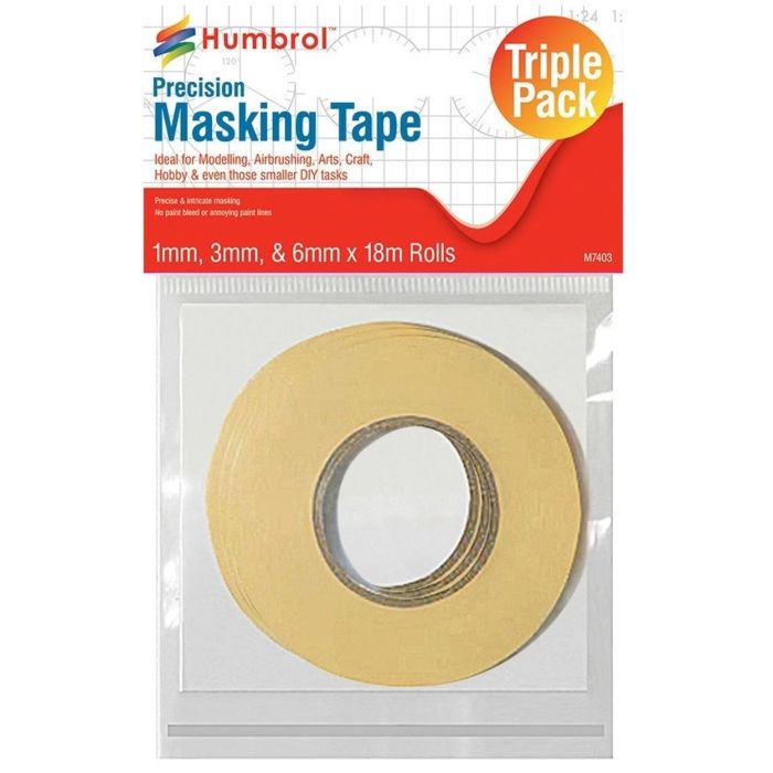 HUMBROL MASKING TAPE SET 1MM, 3MM en 6MM X18M ROLLS AG5110