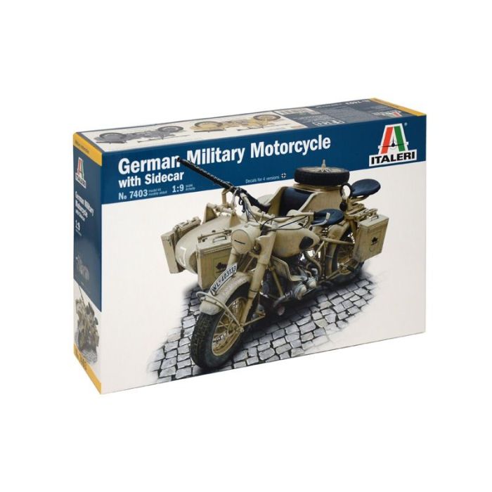 1/9 GERMAN MILITARY MOTORCYCLE WITH SIDECAR 7403S
