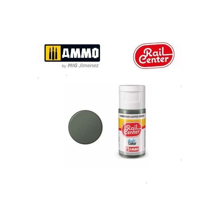 RAIL CENTER ACRYLIC HOPPER GREEN 15ML AMMO.R-0013