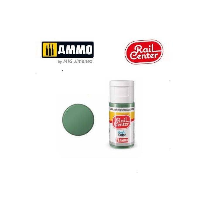 RAIL CENTER ACRYLIC PASSENGER WAGON GREEN 15ML AMMO.R-0019