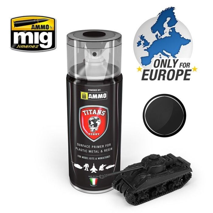 TITANS HOBBY BLACK MATT PRIMER 400 ML SPRAY TTH100