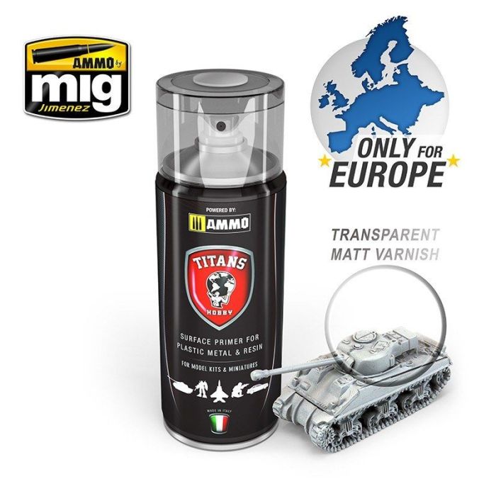 TITANS HOBBY TRANSPARENT MATT VARNISH / BASE 400 ML SPRAY TTH110
