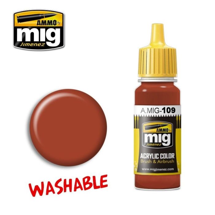 ACRYLIC COLOR WASHABLE RUST JAR 17ML A.MIG-0109