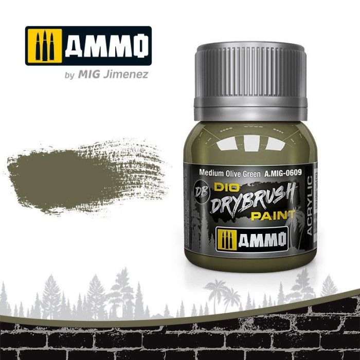 DRYBRUSH MEDIUM OLIVE GREEN JAR 40ML A.MIG-0609