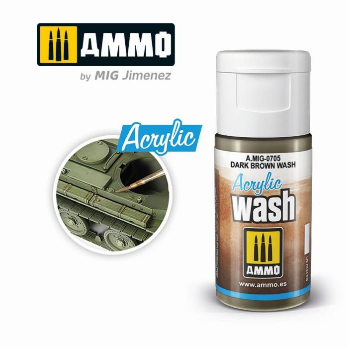 ACRYLIC WASH DARK BROWN WASH JAR 15 ML A.MIG-0705