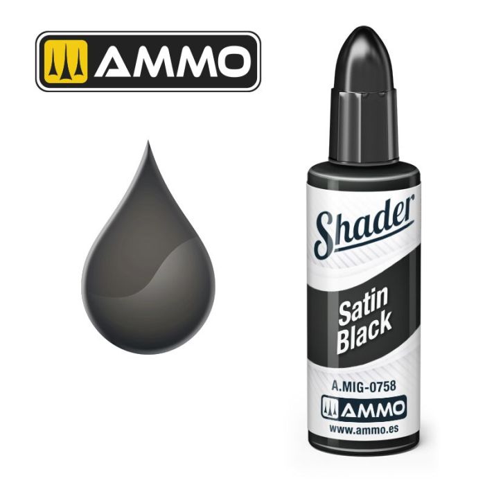 SHADER MATT SATIN BLACK JAR 10ML A.MIG-0758