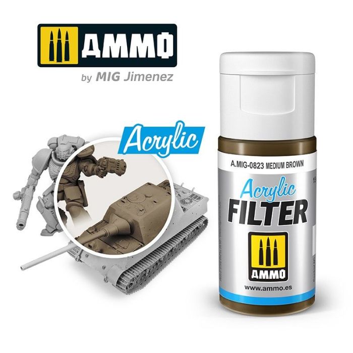 ACRYLIC FILTER MEDIUM BROWN JAR 15 ML A.MIG-0823