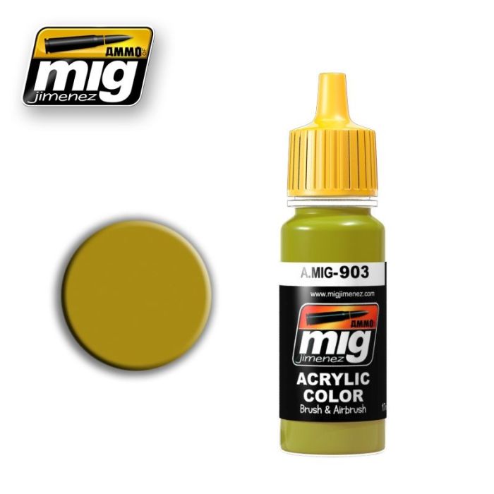ACRYLIC COLOR DARK YELLOW LIGHT BASE JAR 17ML A.MIG-0903