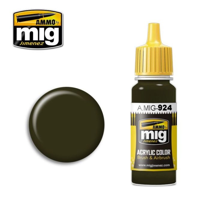 ACRYLIC COLOR OLIVE DRAB SHADOW JAR 17ML A.MIG-0924