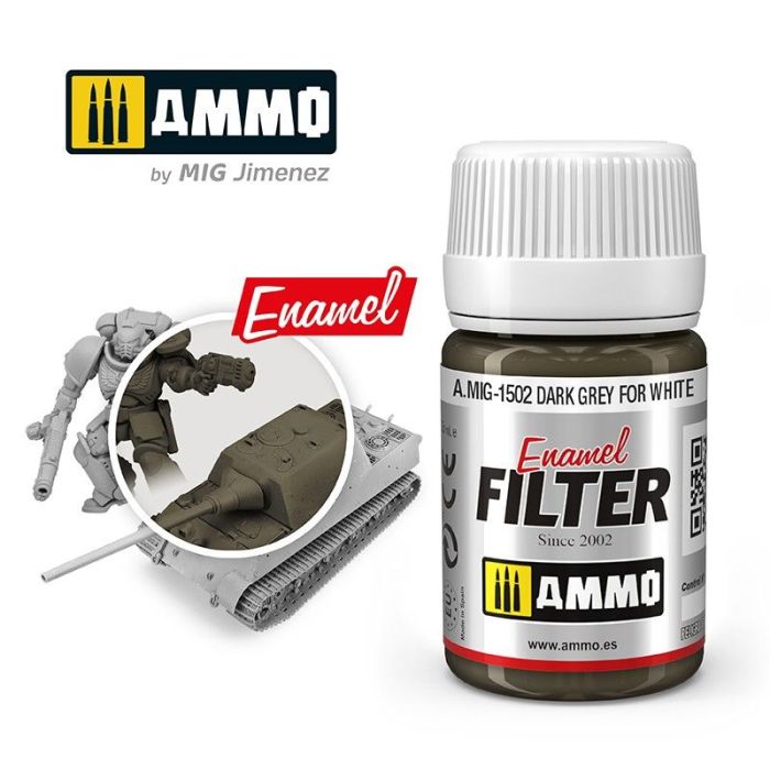 ENAMEL FILTER DARK GREY FOR WHITE JAR 35 ML A.MIG-1502