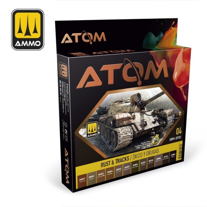 ATOM ACR. PAINT SET 4 RUST en TRACKS COLORS 12 JARS ATOM-20703