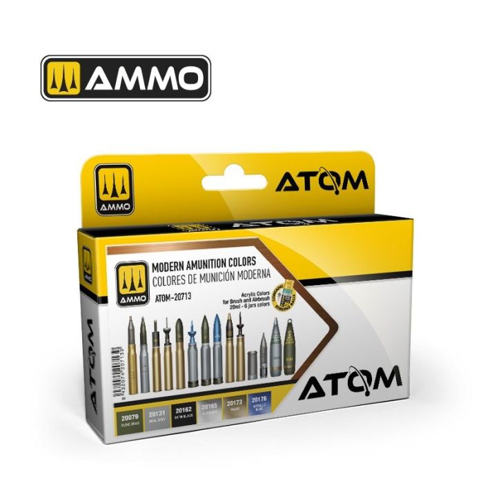 ATOM ACR. PAINT SET MOD. AMUNITION COLORS 6 JARS ATOM-20713