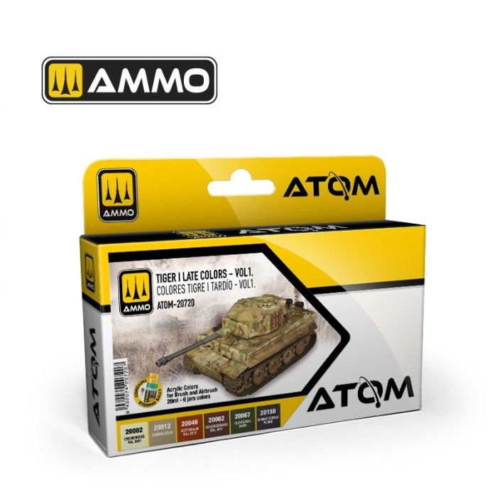 ATOM ACR. PAINT SET TIGER I #01 COLORS 6 JARS ATOM-20720