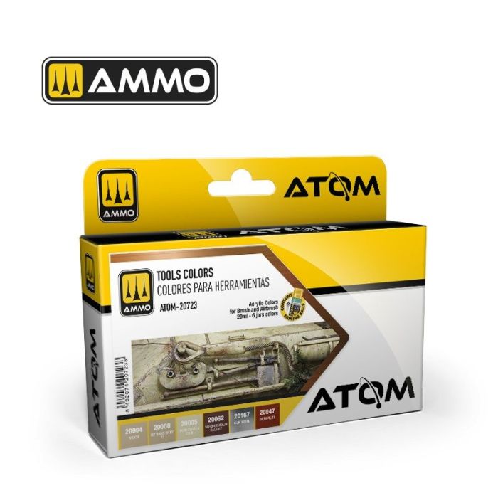 ATOM ACR. PAINT SET TOOLS COLORS 6 JARS ATOM-20723