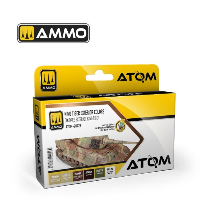ATOM ACR. PAINT SET KING TIGER EXT. COLORS 6 JARS ATOM-20726