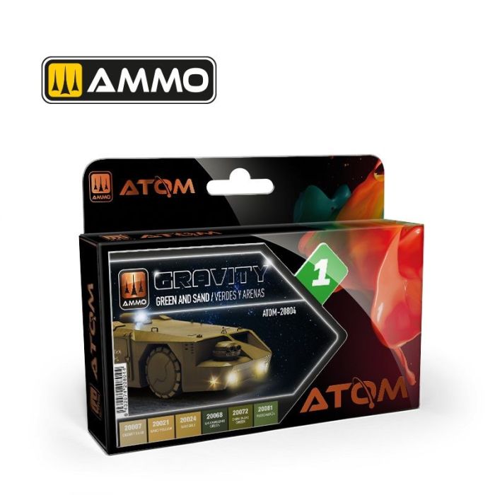 ATOM ACR. PAINT GRAVITY SET 01 GREEN 6 JARS ATOM-20804