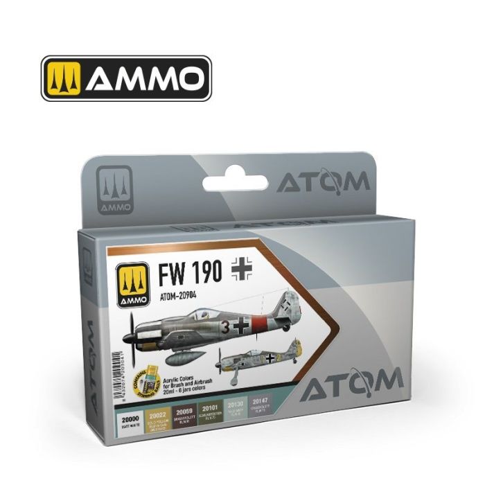 ATOM ACR. PAINT SET FW 190 COLORS 6 JARS ATOM-20904