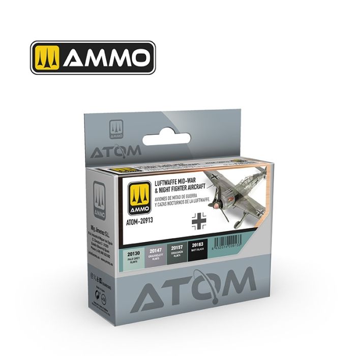 ATOM ACR. PAINT SET LUFTWAFFE NIGHT FIGHTER 4 JARS ATOM-20913
