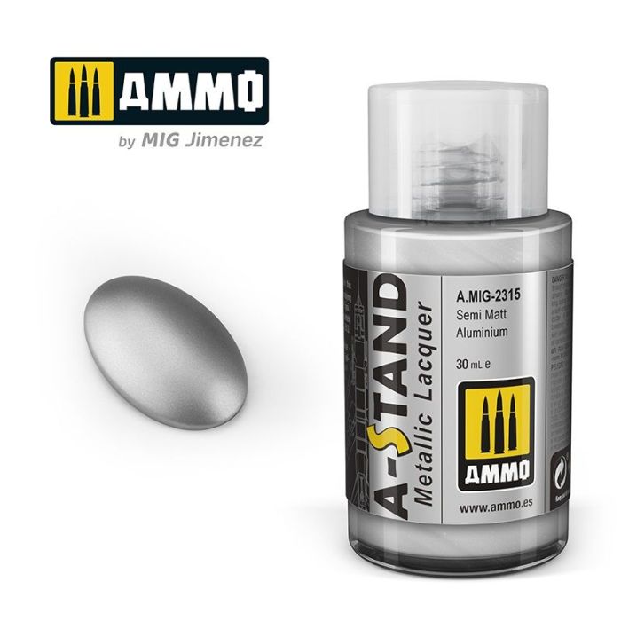 AMMO A-STAND SEMI MATT ALUMINIUM 30ML JAR A.MIG-2315