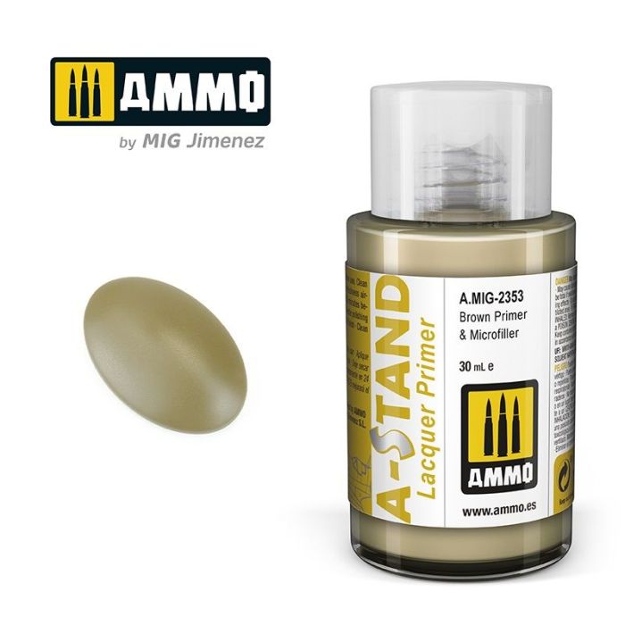 AMMO A-STAND BROWN PRIMER en MICROFILLER 30ML JAR A.MIG-2353