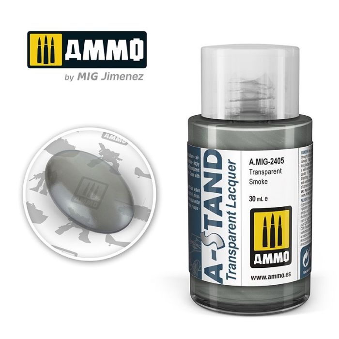 AMMO A-STAND TRANSPARENT SMOKE 30ML JAR A.MIG-2405