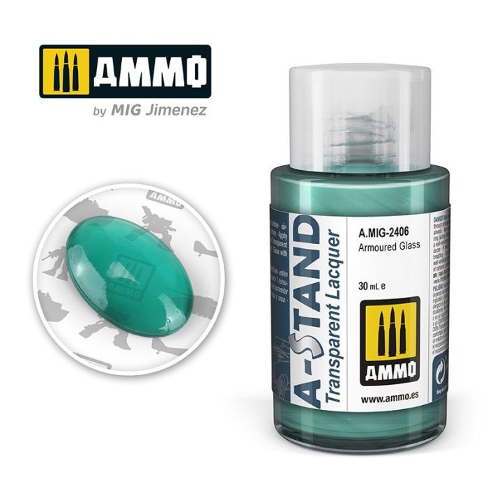 AMMO A-STAND TRANSPARENT ARMOURED GLASS 30ML JAR A.MIG-2406