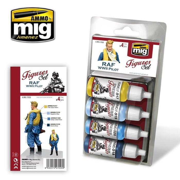 RAF WWII PILOT - FIGURE SET 4 JARS 17 ML A.MIG-7026