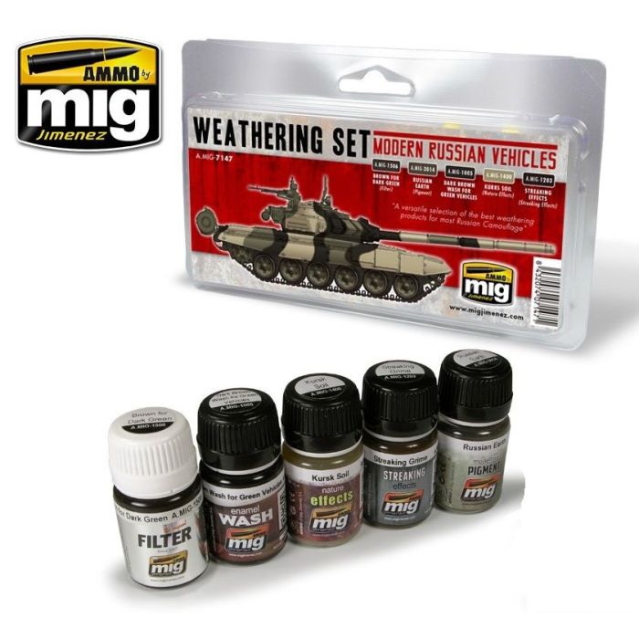 MODERN RUSSIAN VEHICLES WEATHERING SET 5 JARS 35 ML A.MIG-7147