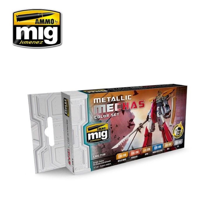 METALLIC MECHAS COLOR SET 6 JARS 17 ML A.MIG-7158