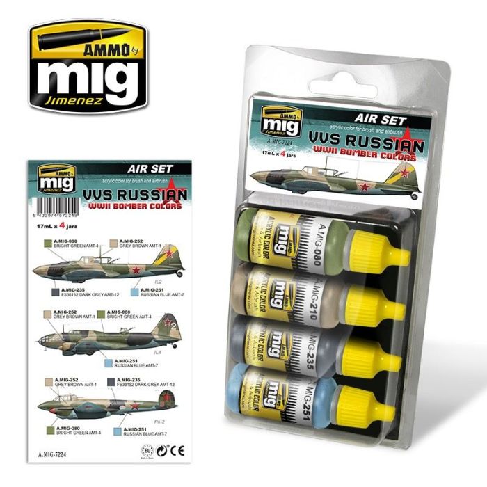 VVS RUSSIAN WWII BOMBER COLORS 4 JARS 17 ML A.MIG-7224